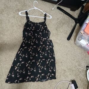 Lulu's Black Floral Asymmetrical Dress